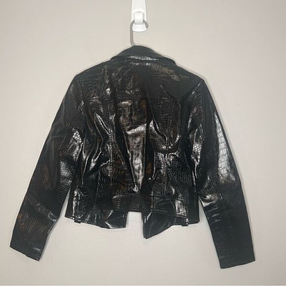 Topshop Croc Embossed Faux Leather Jacket - Picture 6 of 8